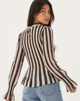Blouse rayée marron profil