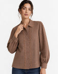 blouse texturée à col tailleur et manches longues vue produit 02