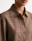 blouse texturée à col tailleur et manches longues vue produit 05
