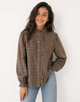 blouse vichy col volanté