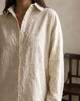 chemise oversize brodee beige en coton image 10