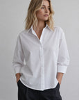 Chemise blanche en popeline manches bouffantes
