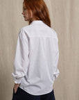 Chemise blanche en popeline manches bouffantes