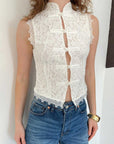 top13808 chemise ethnique blanche slim fit crop image 4