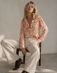 Chemise fluide imprimée terracotta corail