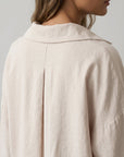 chemise fluide détail pli creux beige