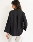 chemise oversize dos pli creux noir