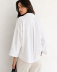chemise oversize dos pli creux blanc