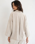 chemise oversize dos pli creux beige