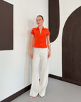 top13857 chemise orange elegante avec boutons buchettes image 3