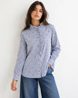 chemise rayée à cœurs col volanté