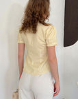 top13794 chemise jaune rayee boutonnee avec manches bouffantes image 5