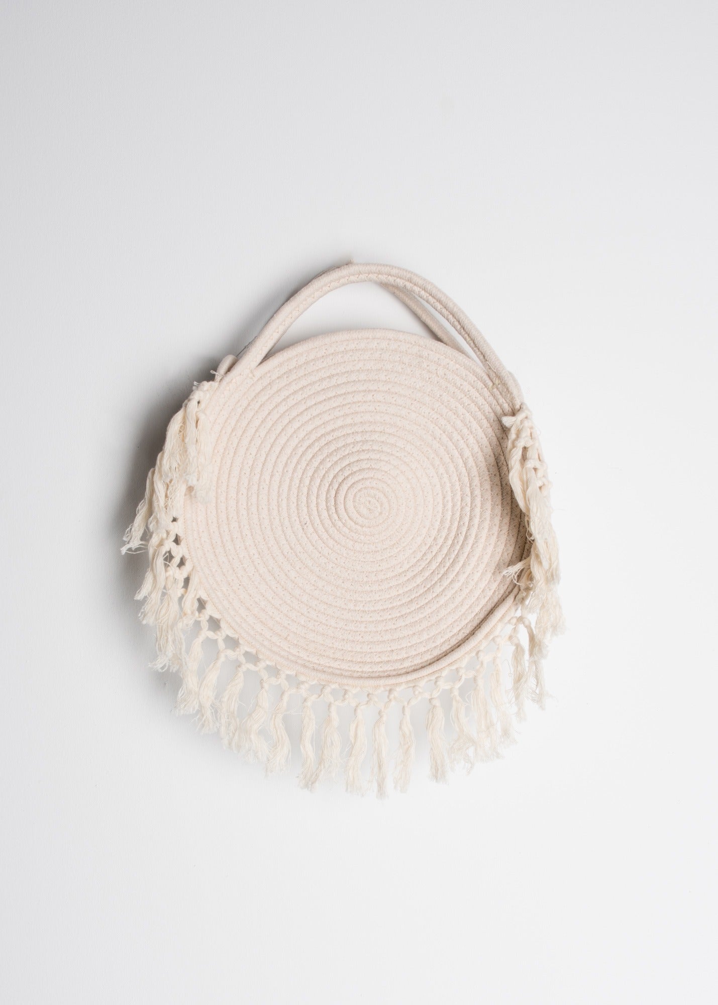 Sac panier rond bohème avec franges – Accessoire d'été en corde tressée