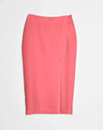 Jupe midi fente côté en tissu fluide rose corail pour femme