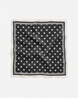 Foulard carré à pois noir bordure blanche