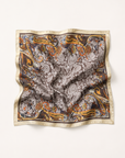 Foulard carré satiné paisley marron