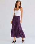 Jupe longue fleurie violette