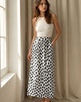 Jupe maxi à pois crème