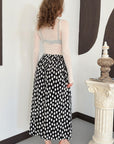 top13837 jupe evasee midi a pois noire avec taille haute image 4
