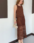 top13801 jupe brun elegante a line maxi taille haute image 1