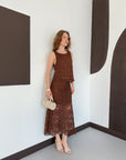 top13801 jupe brun elegante a line maxi taille haute image 2