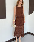 top13801 jupe brun elegante a line maxi taille haute image 4