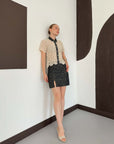 top13850 jupe noire elegante formelle mini fendue image 2