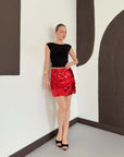 top13862 jupe moulante mini rouge a paillettes image 2