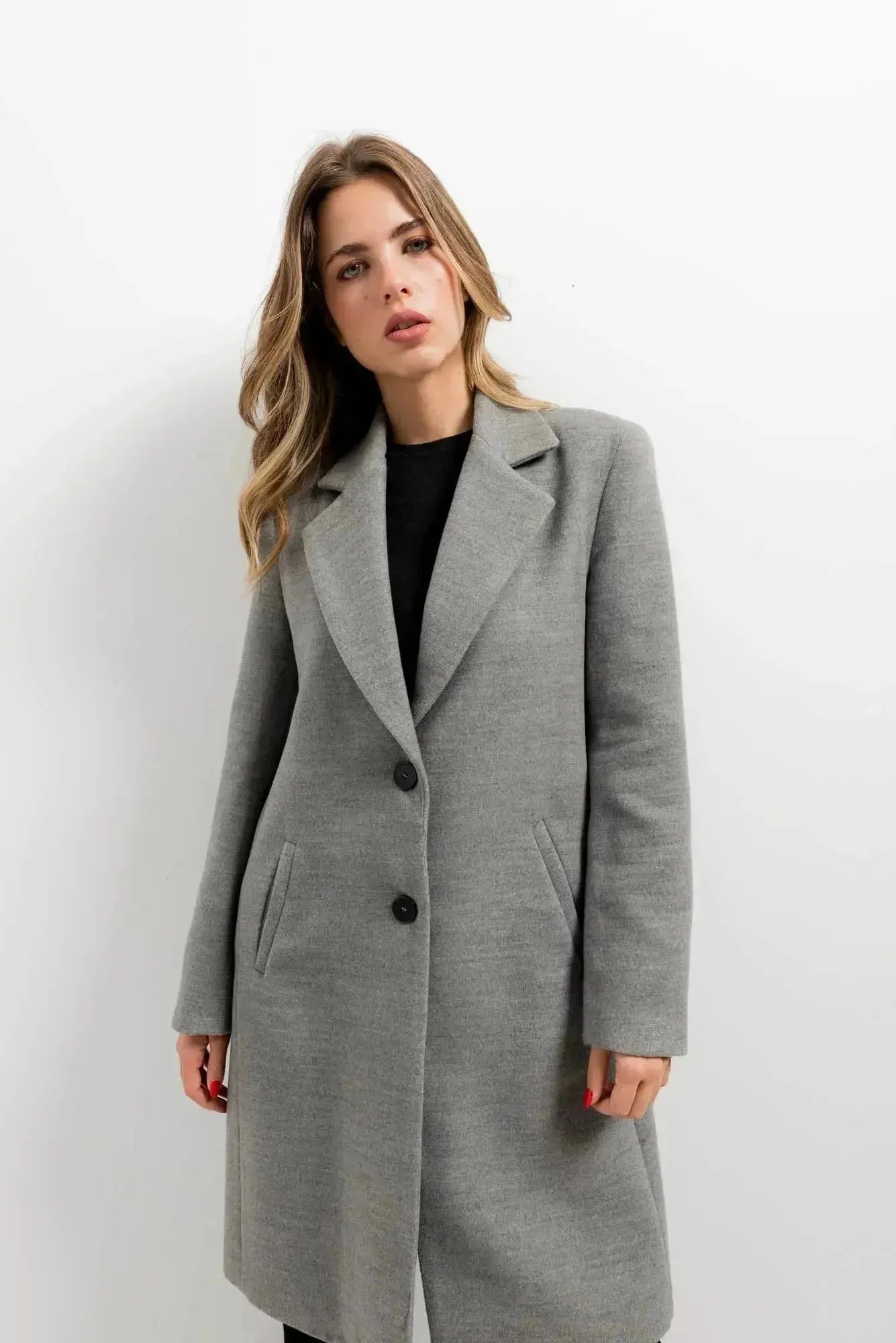 Manteau D'hiver Femme En Laine Gris Avec Manches Fourrure - Style Chic - Neuf Avec étiquettes