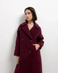 Manteaux longs à double boutonnage pour femme, modèle bordeaux, parfait pour l'hiver, manteau long femme hiver.