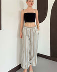 pantalon large a rayures image 1