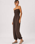 Combinaison bustier chevilles élastiquées marron