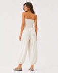 Combinaison bustier dos smocké beige