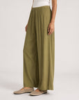 pantalon palazzo vert olive profil