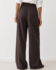 Pantalon large à rayures marron dos élastiqué