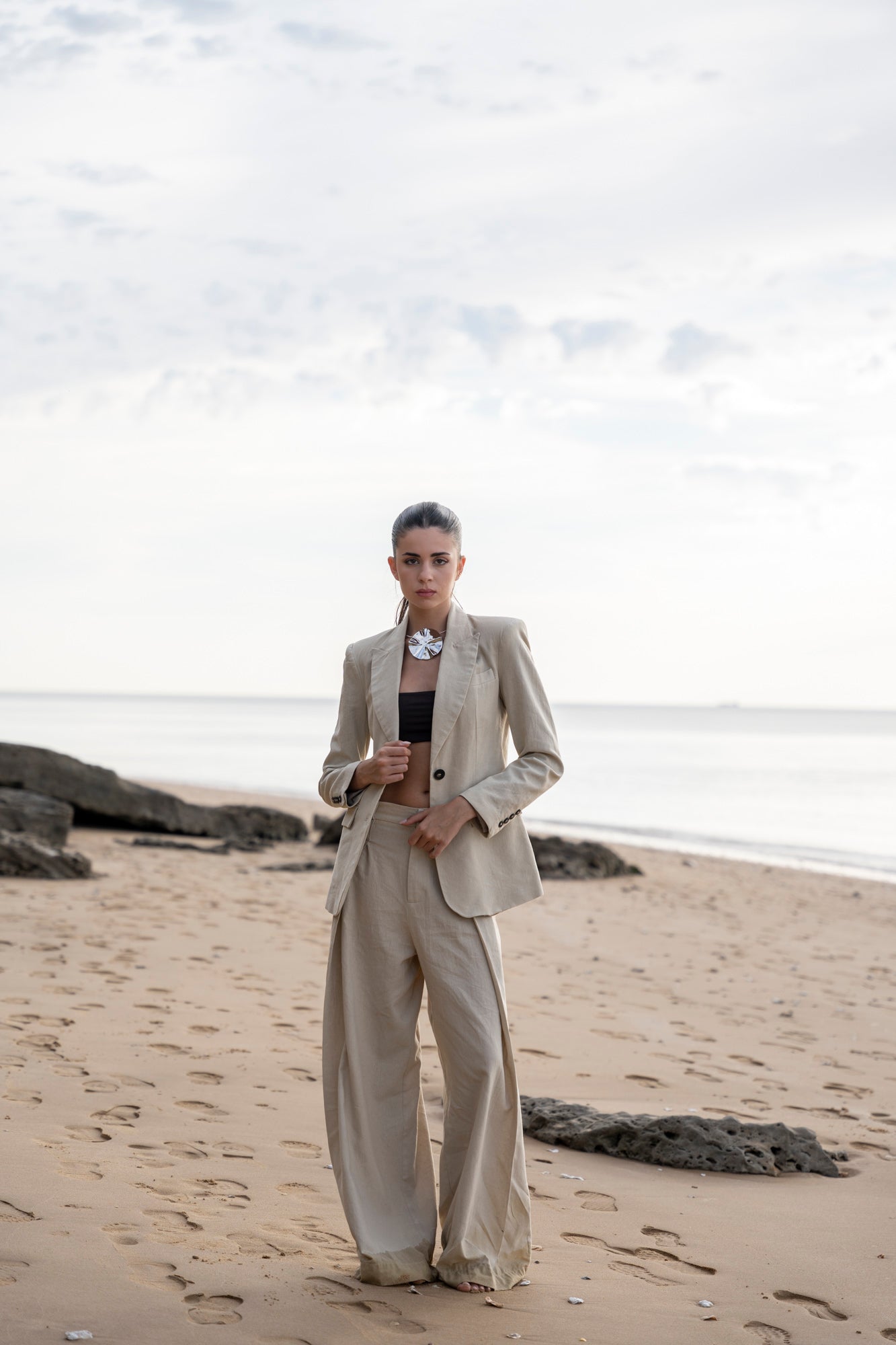 Pantalon oversize en lin Sapiato
