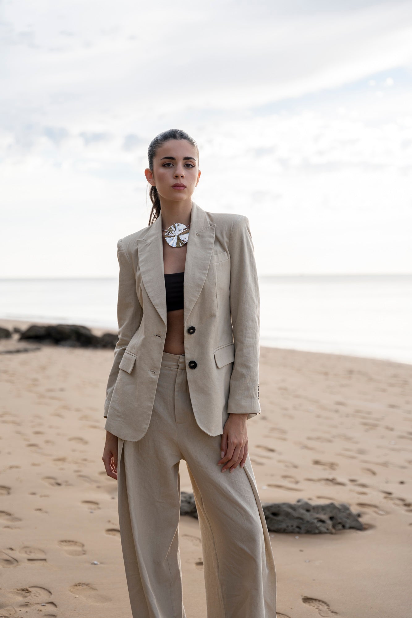 Pantalon oversize en lin Sapiato