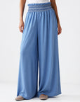 pantalon palazzo bleu vue de face