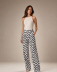 Pantalon palazzo crème à pois