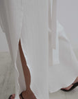 pantalon large en coton blanc a fentes image 7