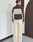 pantalon palazzo en guipure beige image 3