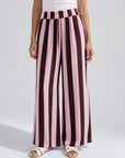 Pantalon palazzo rayé rose poudré face