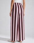 Pantalon palazzo rayé rose poudré arrière