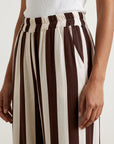 Pantalon palazzo détail poche chocolat écru