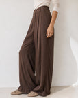 pantalon palazzo marron vue de face