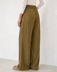 pantalon palazzo vert olive vue de dos