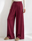 pantalon palazzo bordeaux jambe large