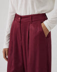 pantalon palazzo bordeaux braguette zippée
