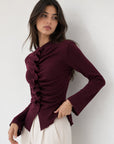 Pull chocolat bas asymétrique