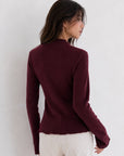 Pull bordeaux manches légèrement évasées